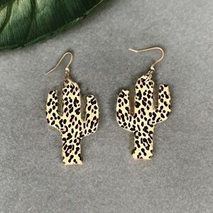 Leopard Print Cactus Earrings